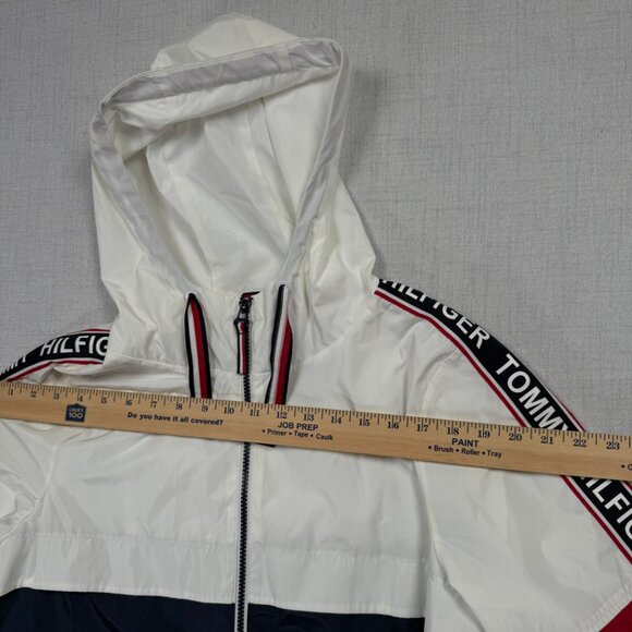 Tommy Hilfiger Windbreaker Jacket Colorblock Navy Red White Zip Front Size S - Picture 5 of 9